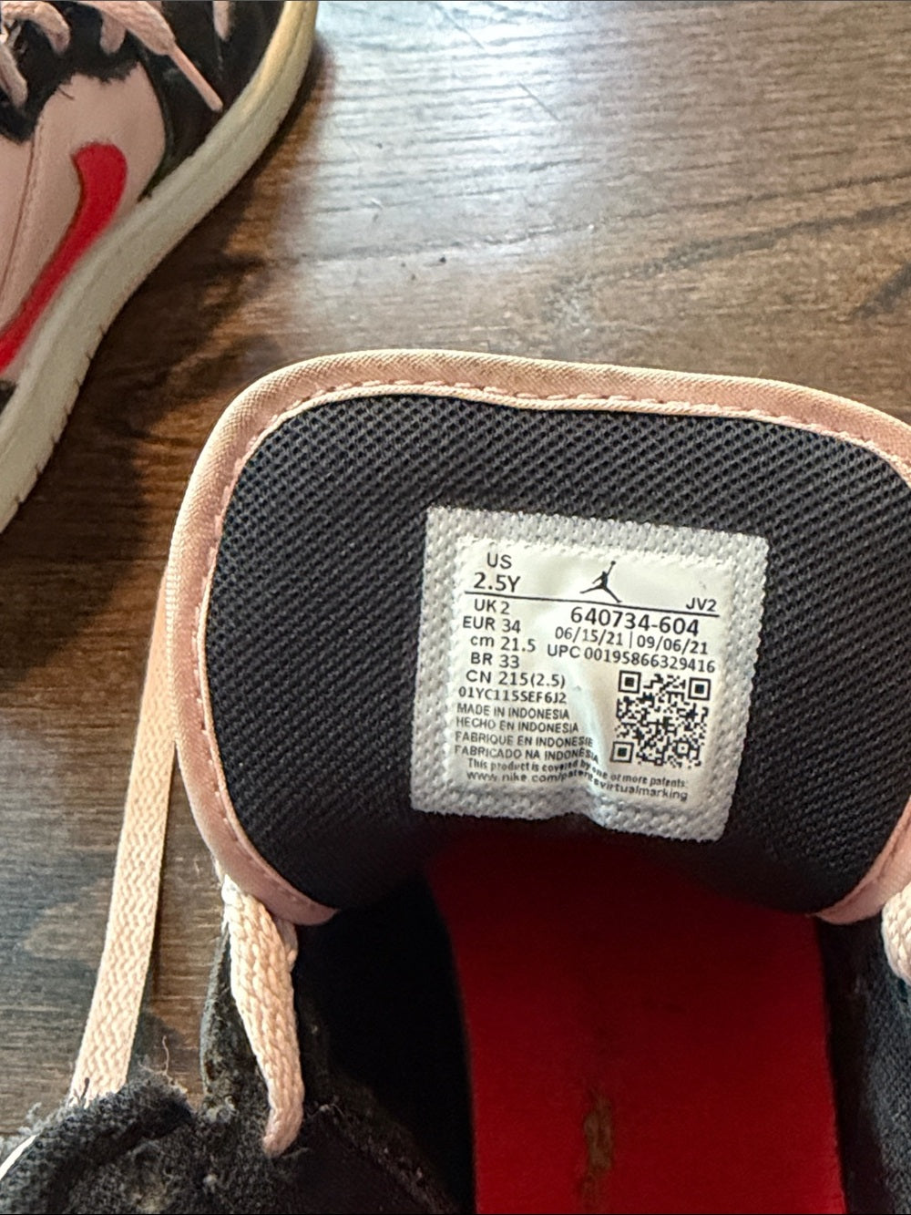 Nike Girls Black, Light Pink & Red High-Top Sneakers Size 2.5