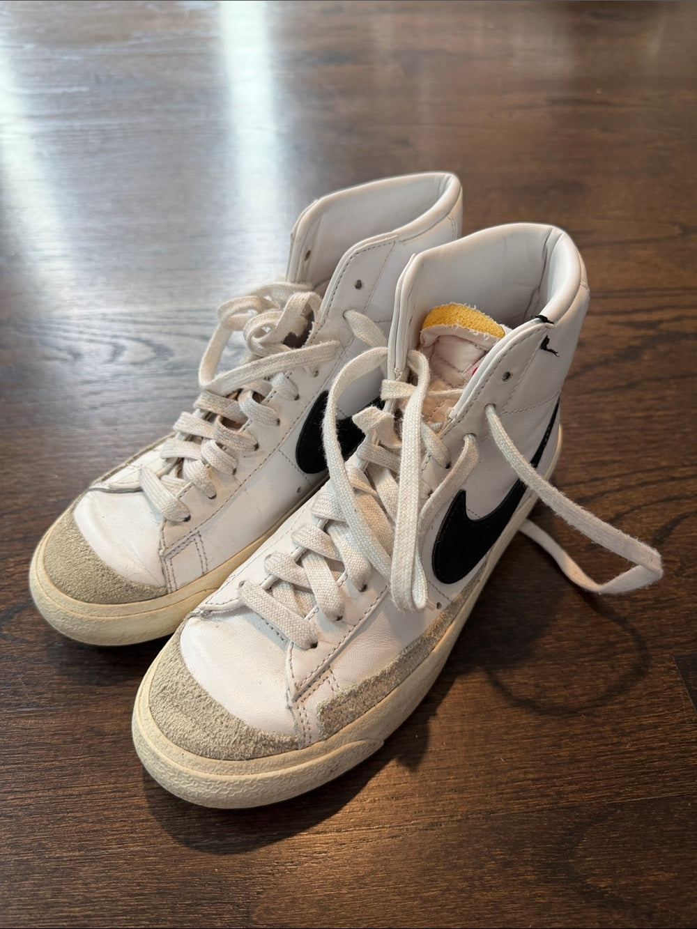 Nike Women’s White High-Top Sneakers with Black Swoosh Size 7
