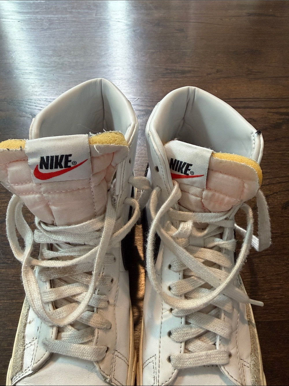 Nike Women’s White High-Top Sneakers with Black Swoosh Size 7