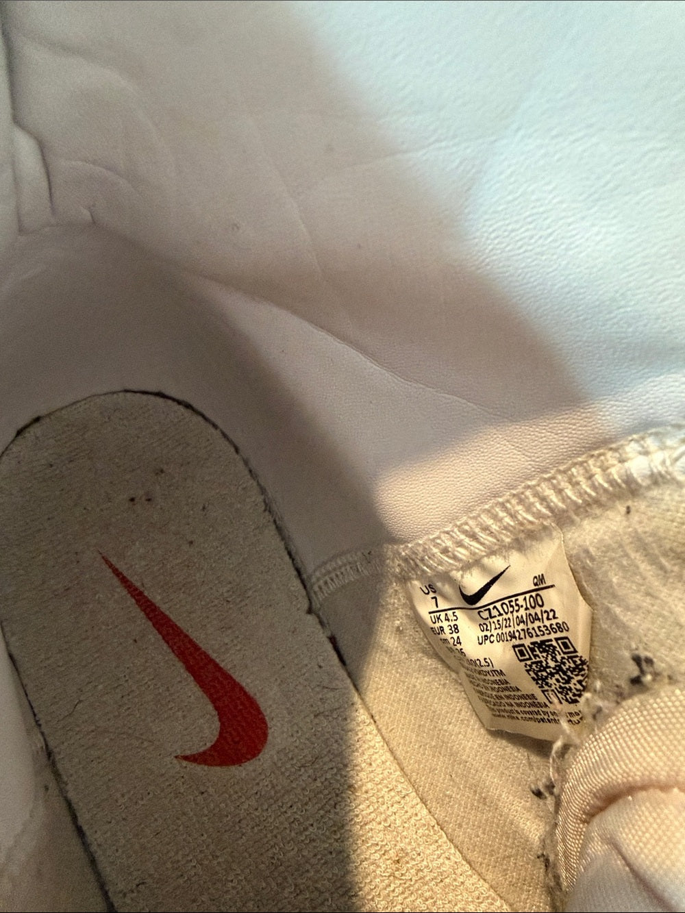 Nike Women’s White High-Top Sneakers with Black Swoosh Size 7