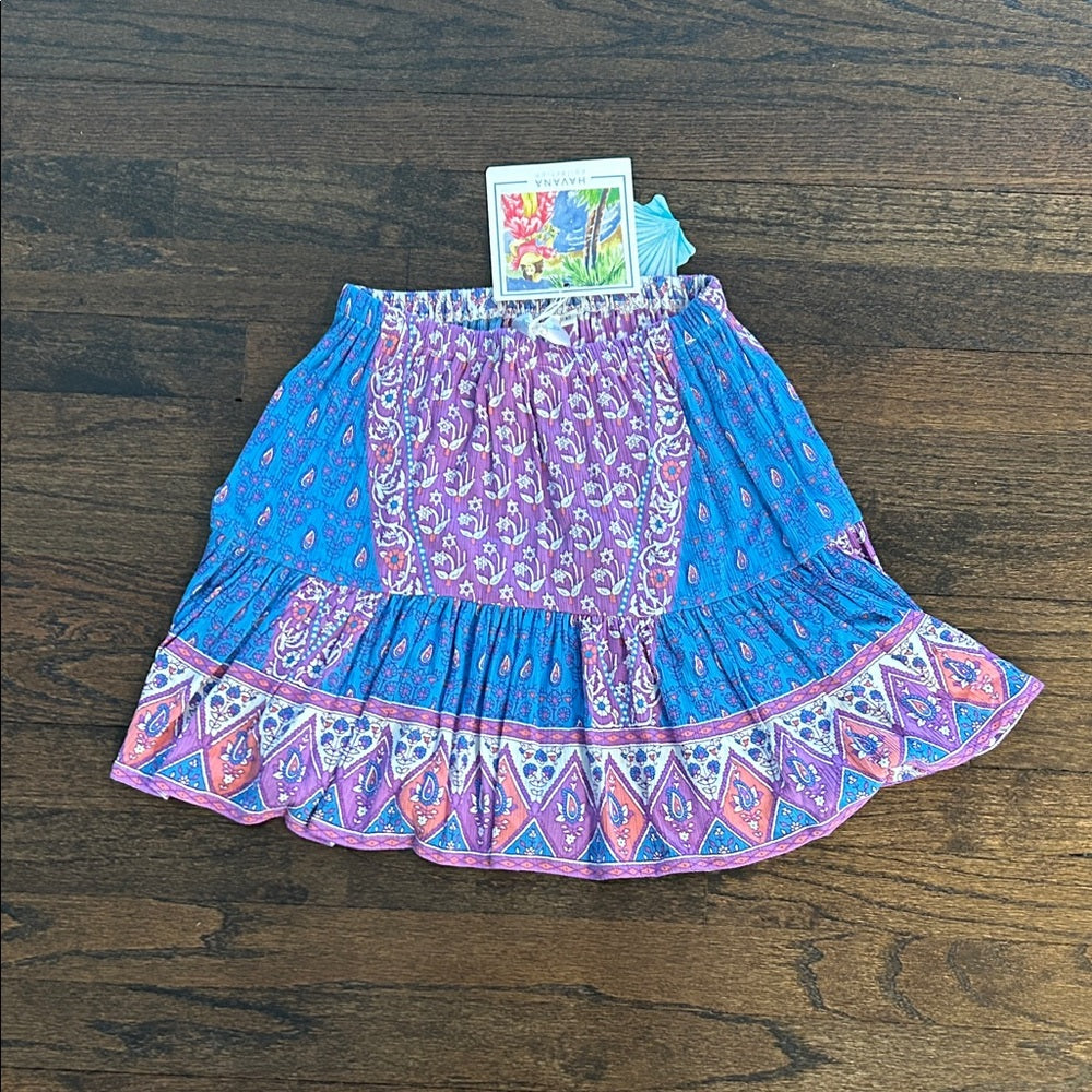 NWT Walker and Wade Women’s Bohemian Style Skirt in Blue and Purple Size XS