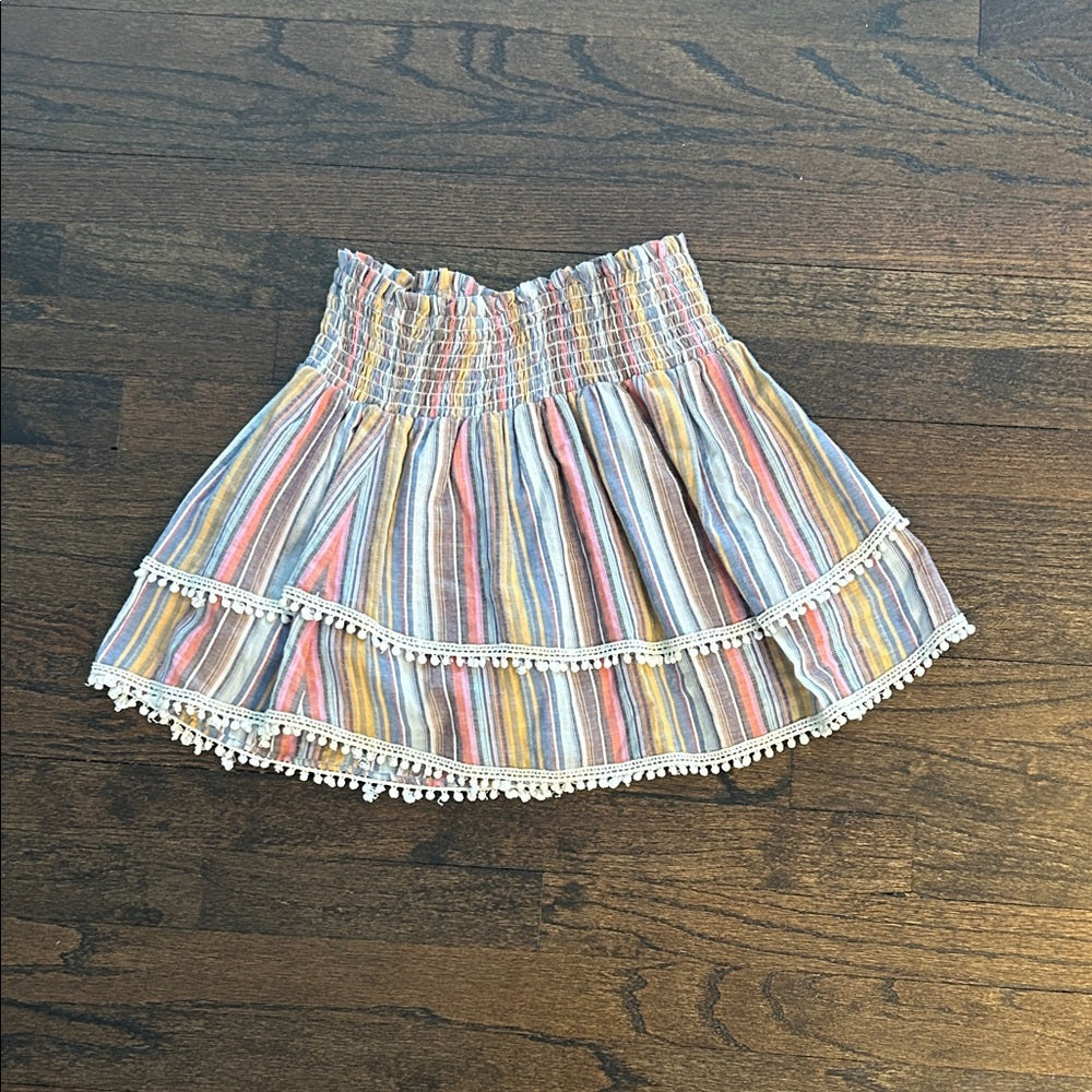 Parker Beach Women’s Multicolor Striped Mini Skirt with Lace Size XS