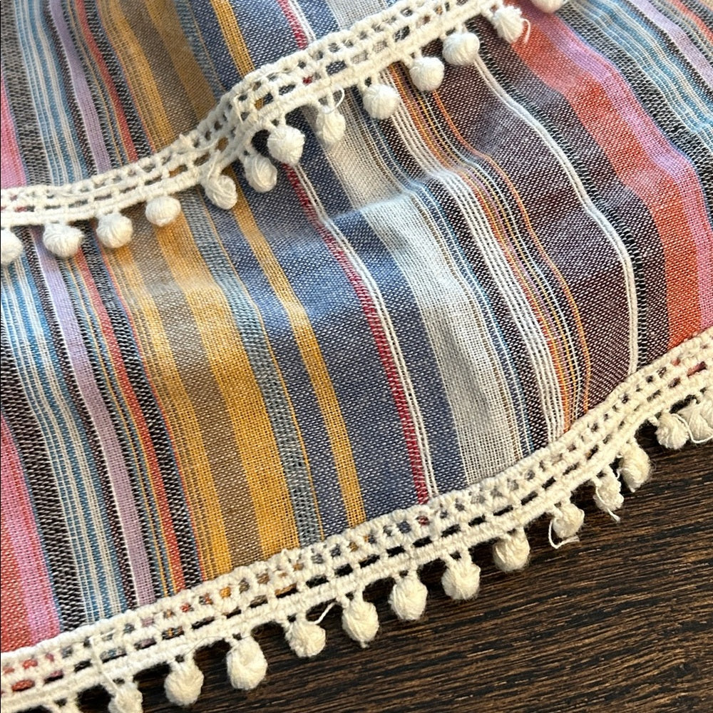 Parker Beach Women’s Multicolor Striped Mini Skirt with Lace Size XS