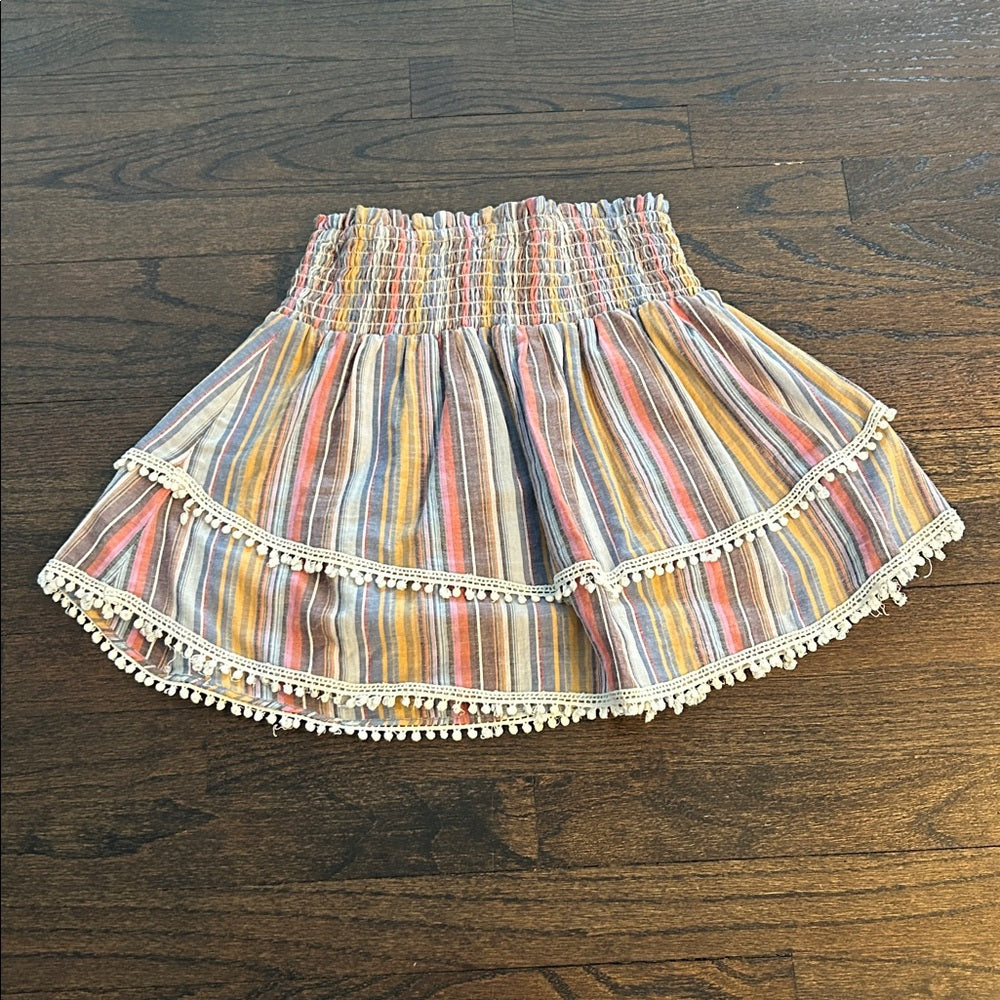 Parker Beach Women’s Multicolor Striped Mini Skirt with Lace Size XS