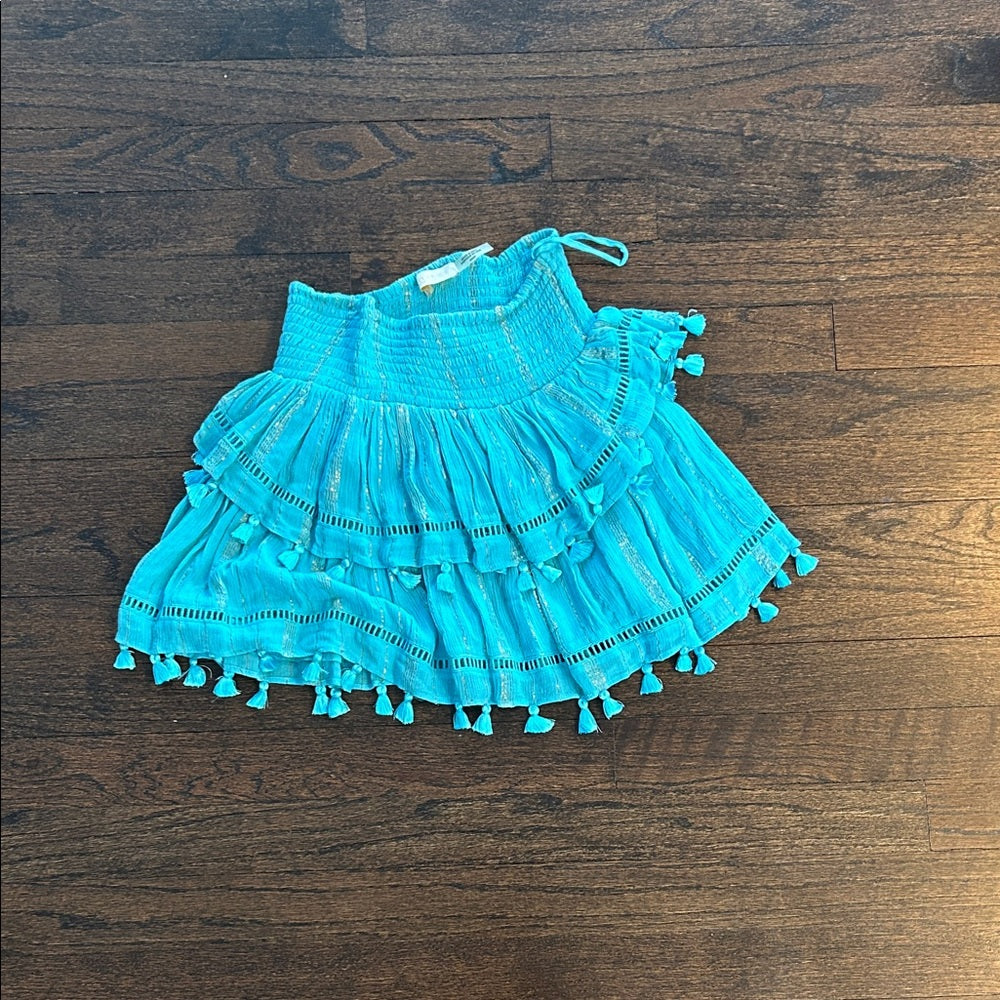 Ramy Brook Women’s Blue Ruffled Skirt with Tassels Size XS