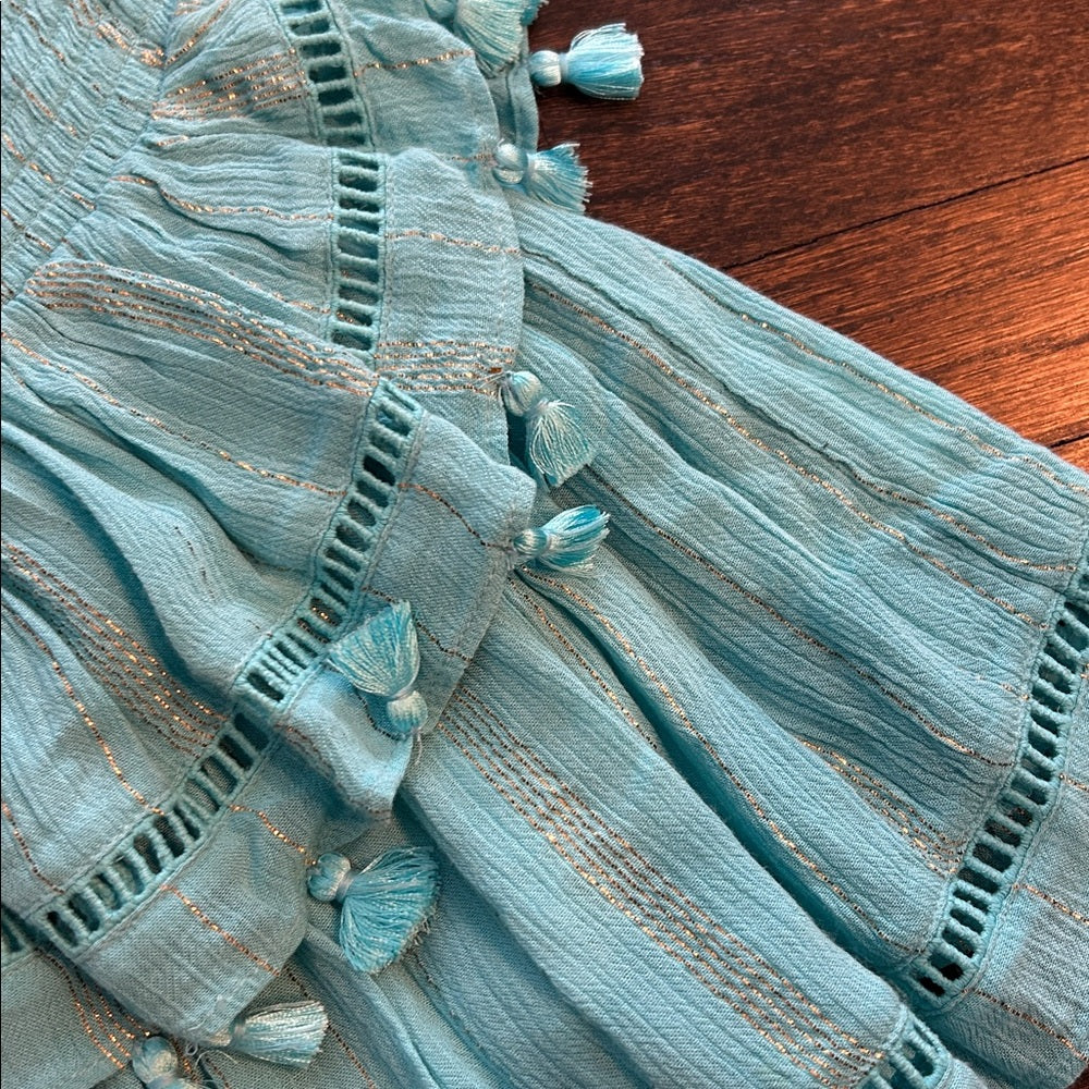 Ramy Brook Women’s Blue Ruffled Skirt with Tassels Size XS