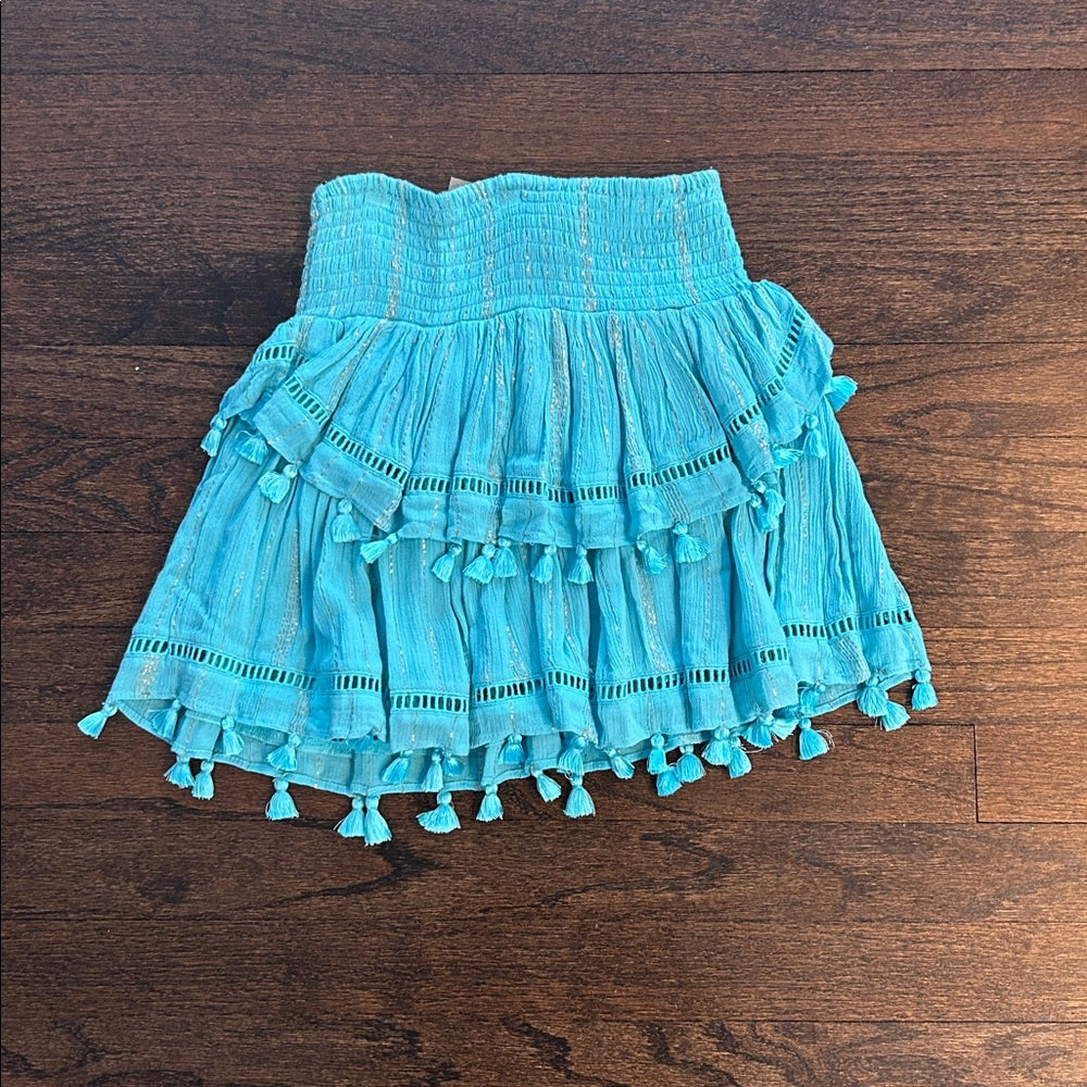 Ramy Brook Women’s Blue Ruffled Skirt with Tassels Size XS