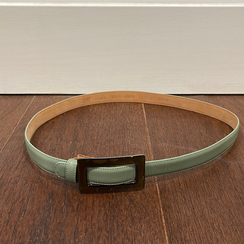 Giorgio Armani Size 42 Women’s Green Leather Belt