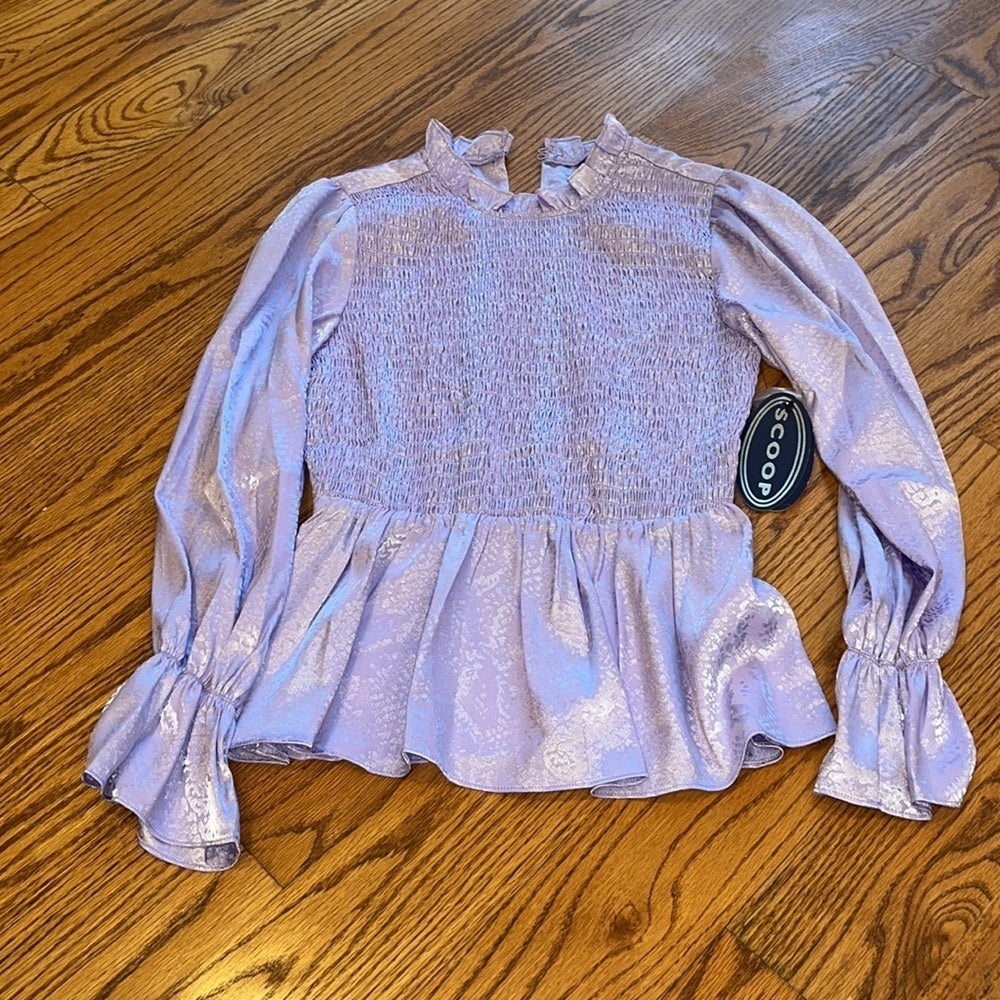 NWT Scoop Woman’s Scoop Smocked Peplum Top Size XS (0-2)