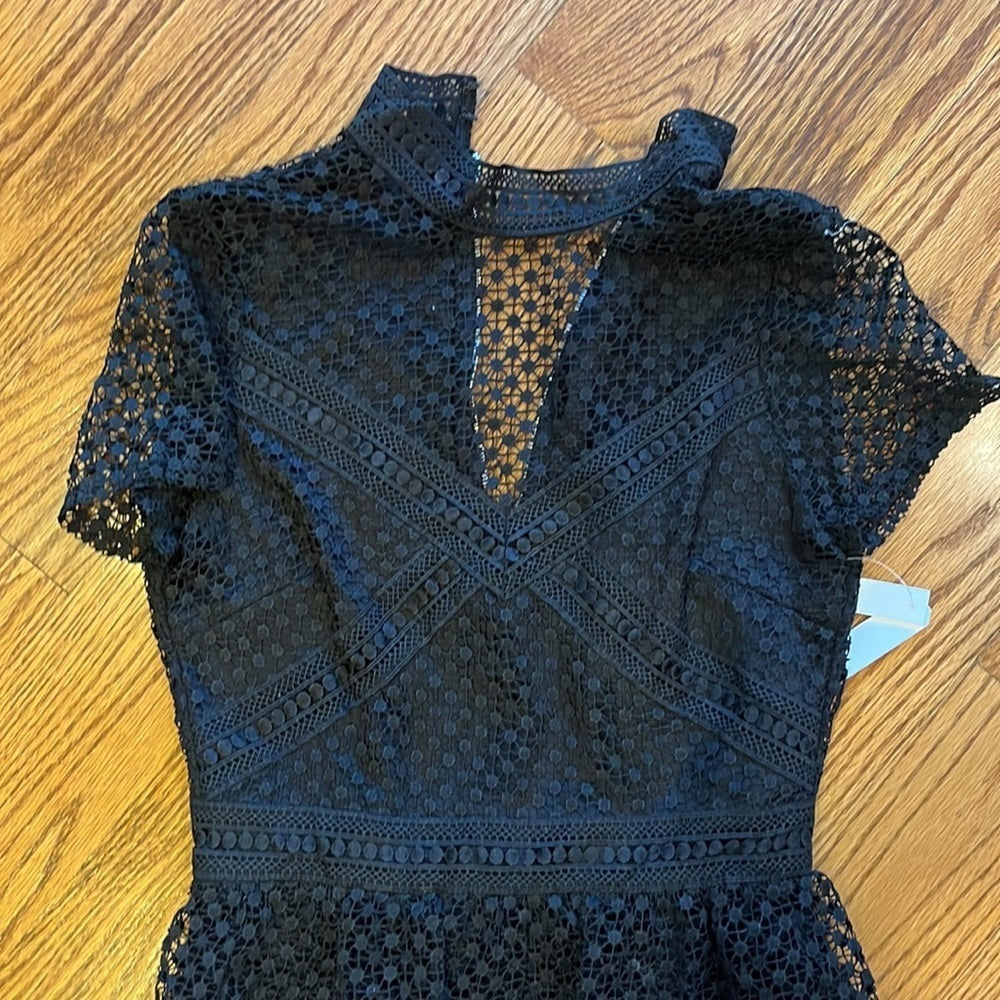 NWT Aqua Woman’s Black Ruffle Lace Dress Size XS