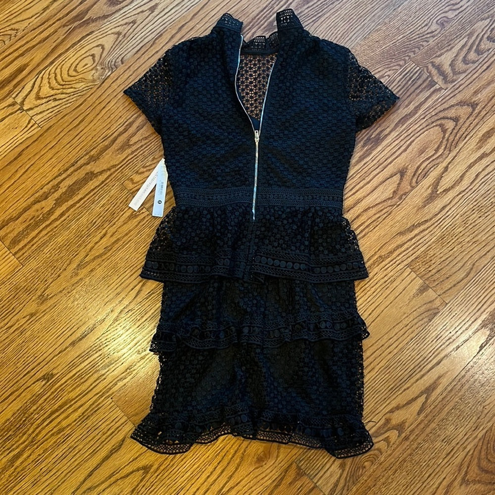 NWT Aqua Woman’s Black Ruffle Lace Dress Size XS