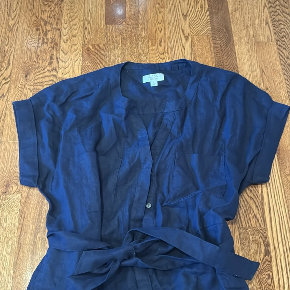 NWT Charter Club Luxury Women’s Navy Blue Tie Dress Size Large