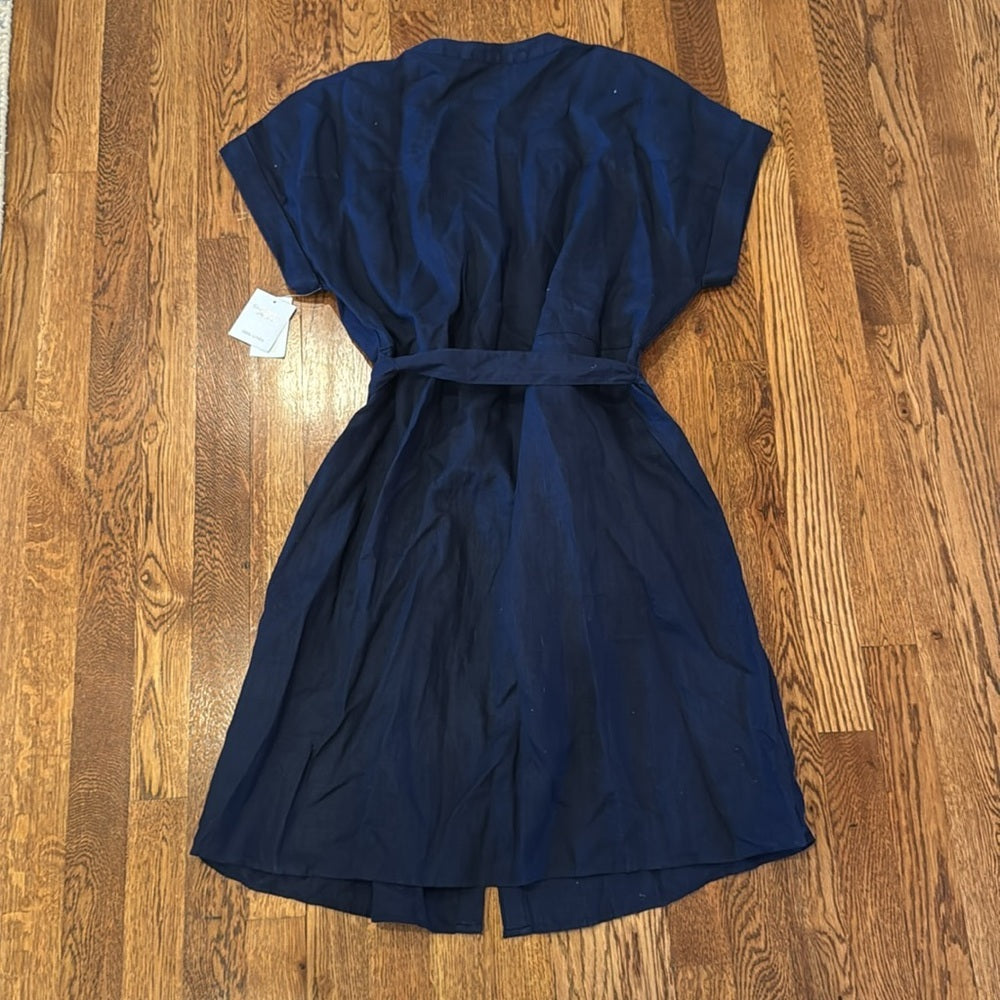 NWT Charter Club Luxury Women’s Navy Blue Tie Dress Size Large