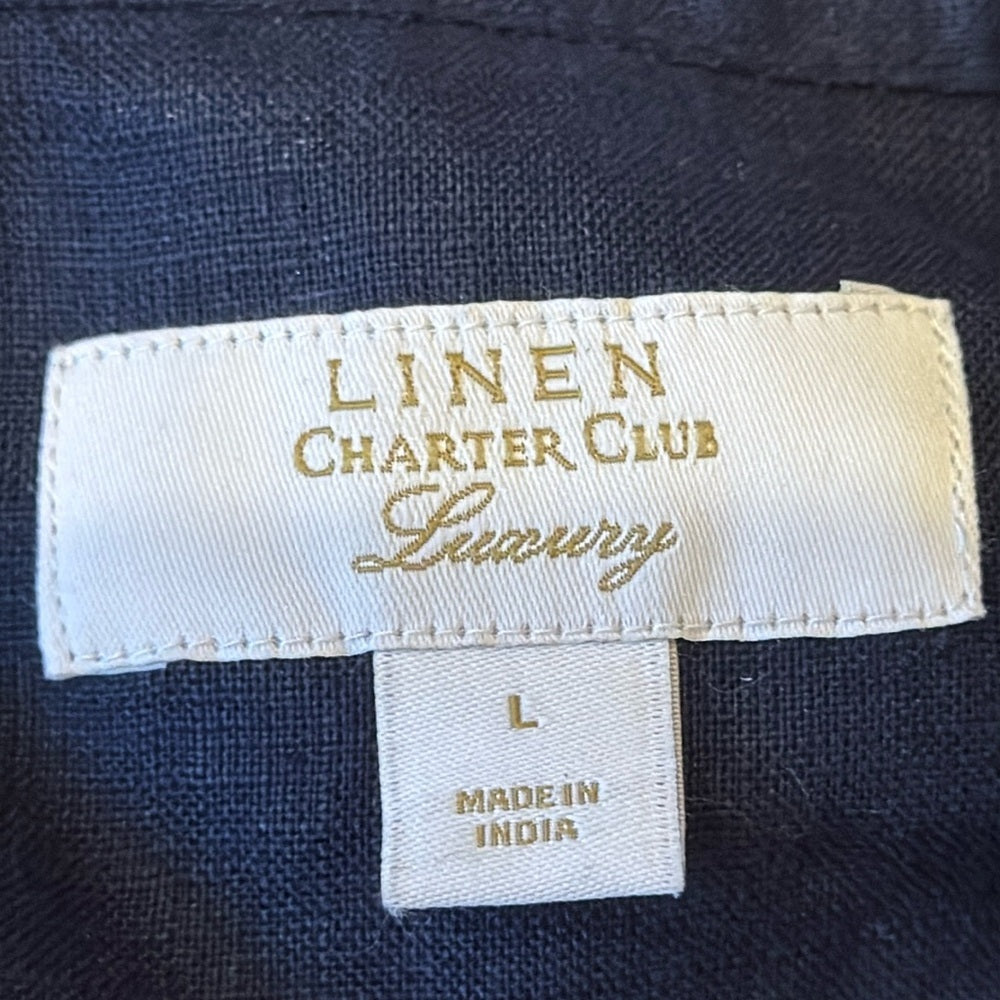 NWT Charter Club Luxury Women’s Navy Blue Tie Dress Size Large