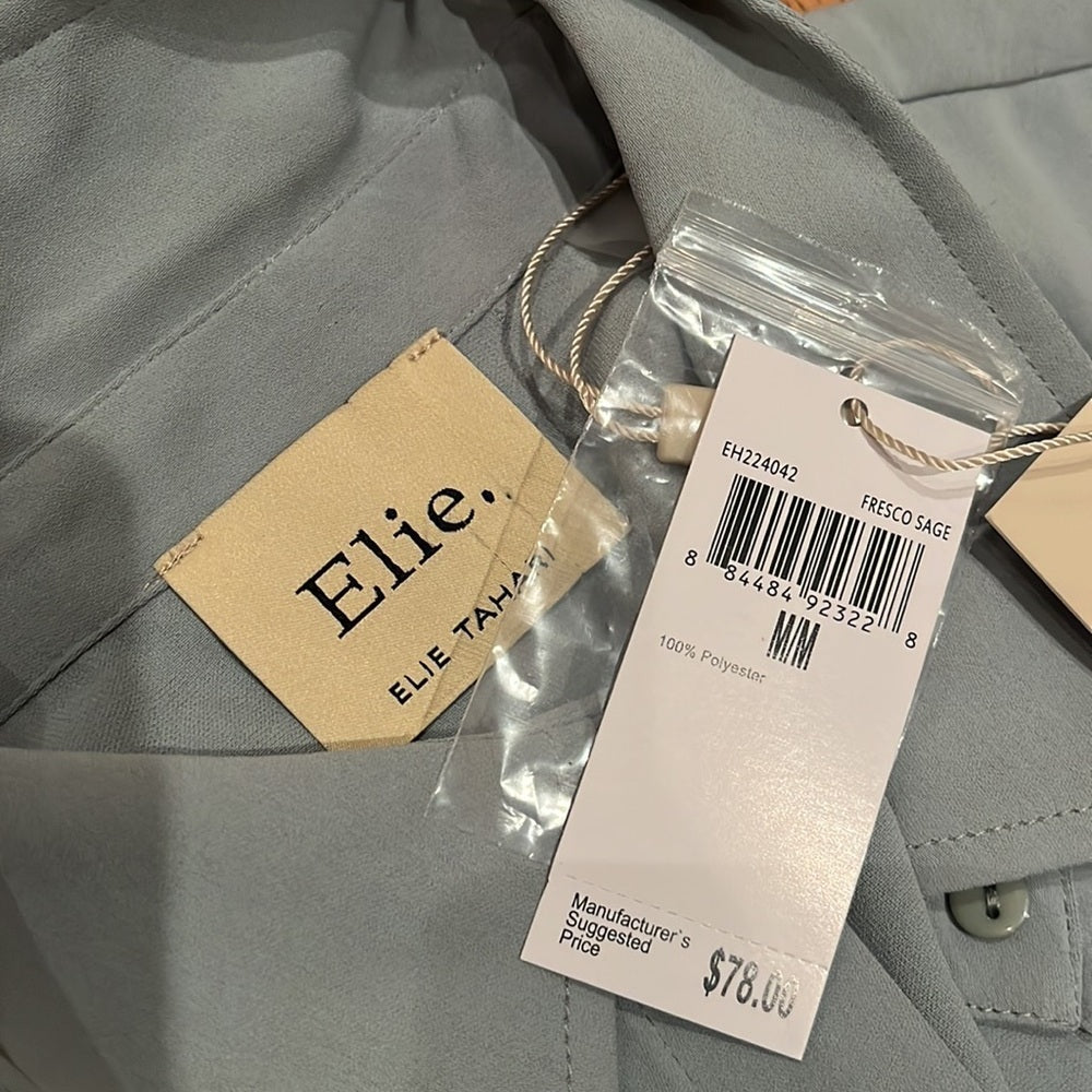 NWT Elie Woman’s Sage Button Down Blouse Size M
