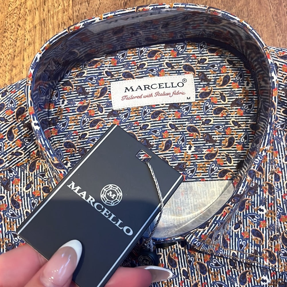 NWT Marcello Men’s Printed Dress Shirt Size M