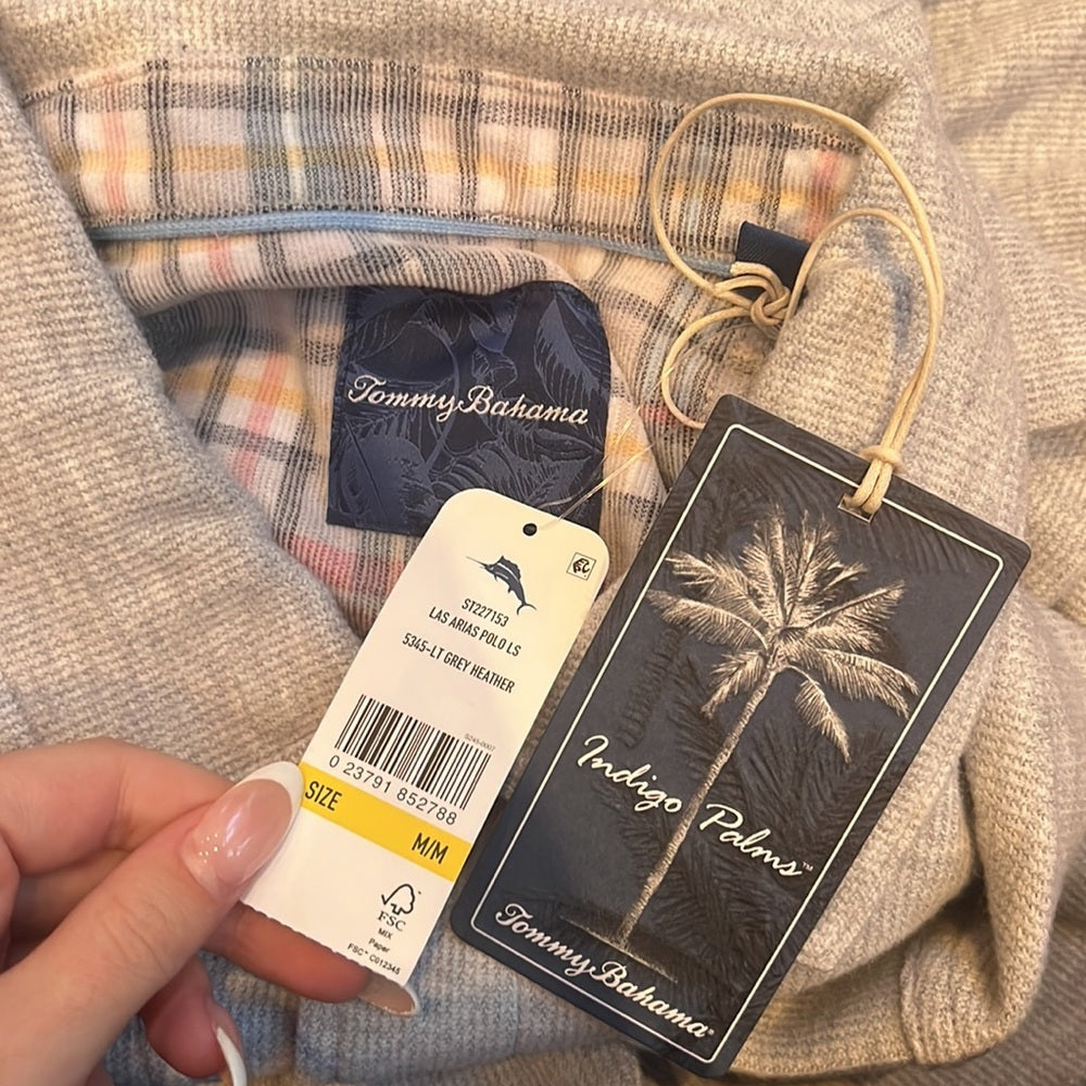 NWT Tommy Bahama Men’s Grey Heather Las Arias Polo Size M