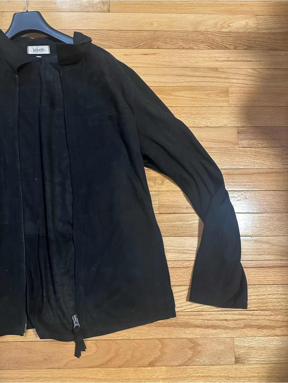 Jakett New York Men’s Black Zip-Front Leather Jacket Size Large