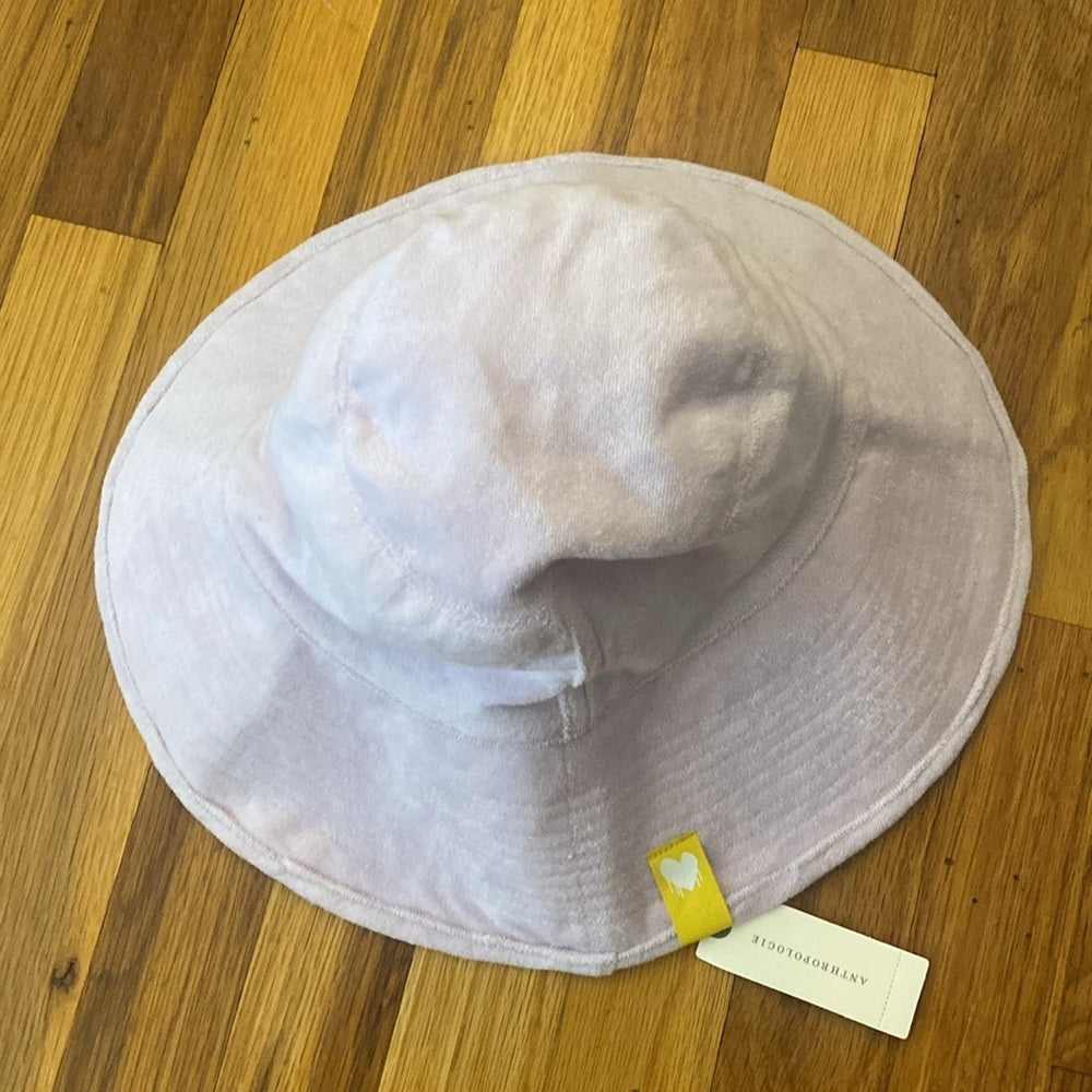 NWT Anthropologie Women’s Purple Bucket Hat With Pink Heart OS