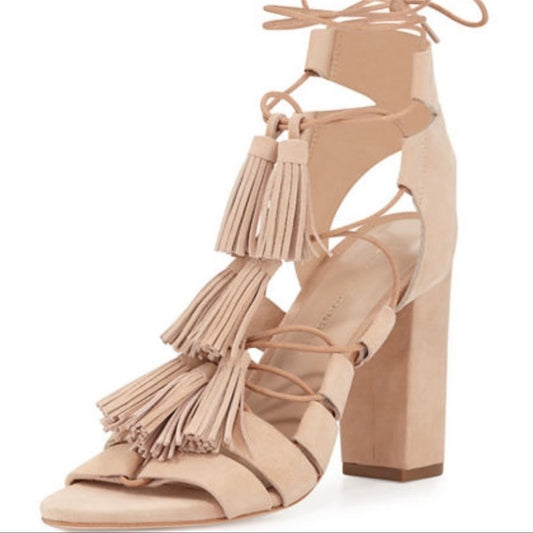 Loeffler Randall Luz Nude Suede Sandals Size 8.5