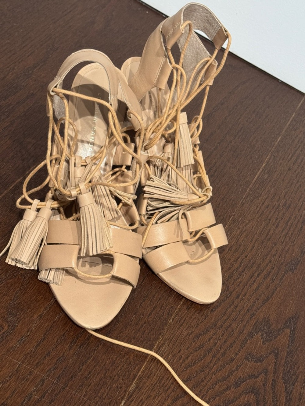 Loeffler Randall Luz Nude Suede Sandals Size 8.5