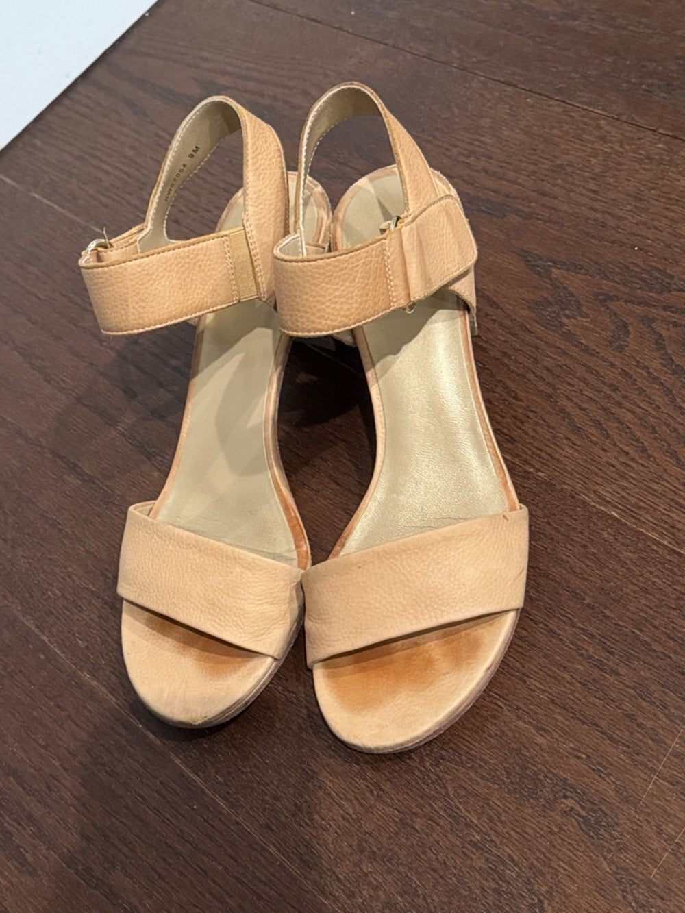 Stuart Weitzman Women's Neutral Block Heel Sandals with Ankle Strap Size 9