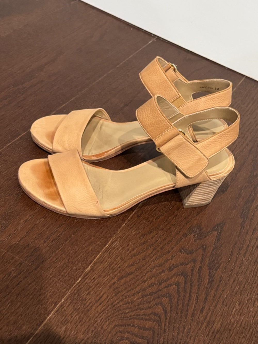 Stuart Weitzman Women's Neutral Block Heel Sandals with Ankle Strap Size 9