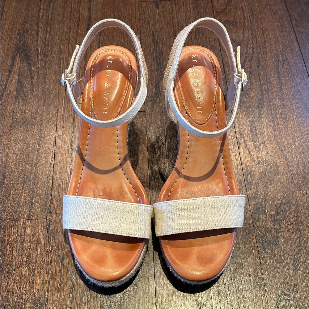 Kelly and Katie Women’s Elegant Cream Wedge Sandals Size 9