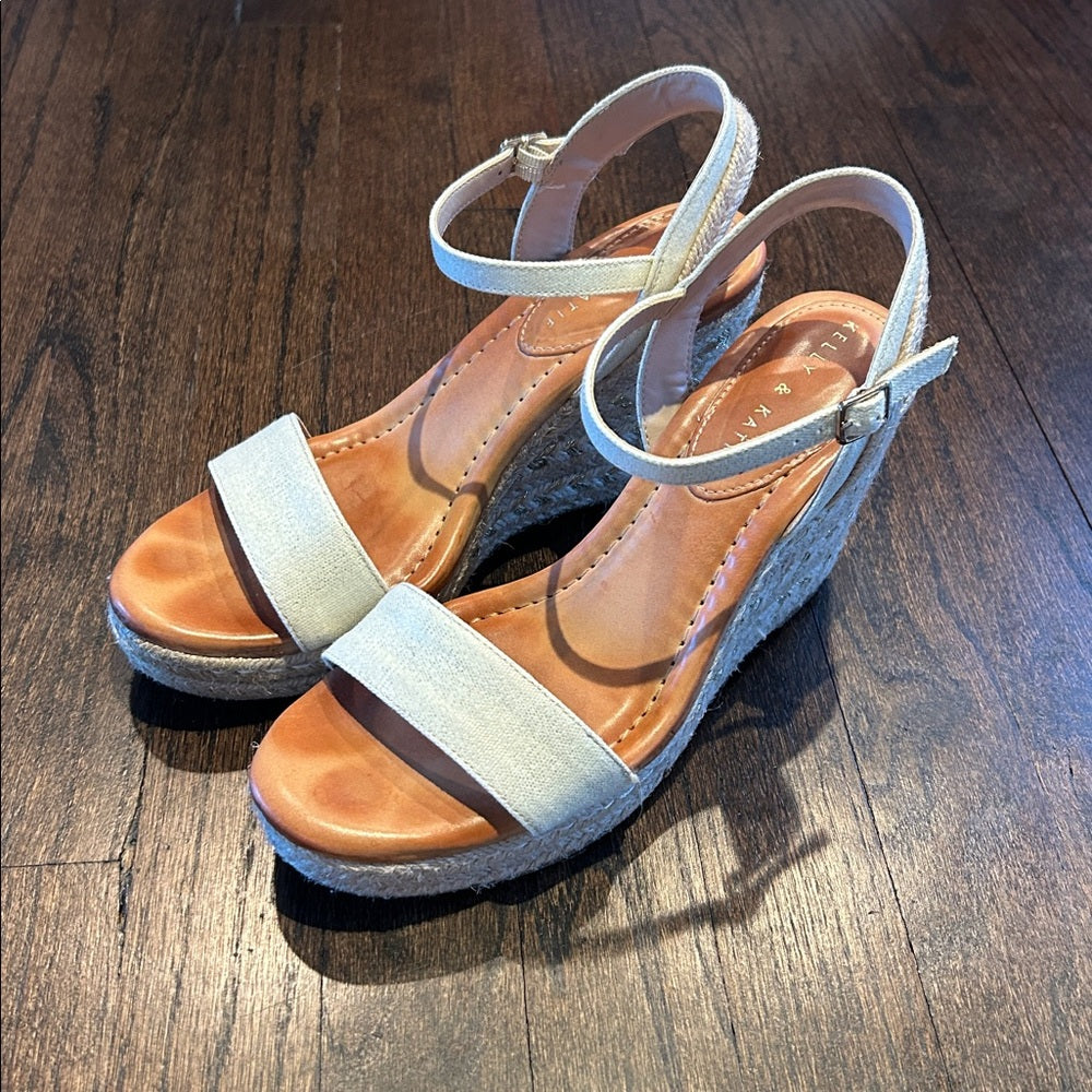 Kelly and Katie Women’s Elegant Cream Wedge Sandals Size 9