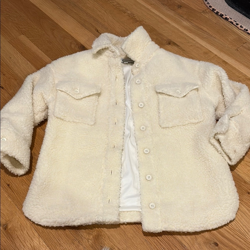 Central Park West Girls Cream Sherpa Jacket Size 7/8