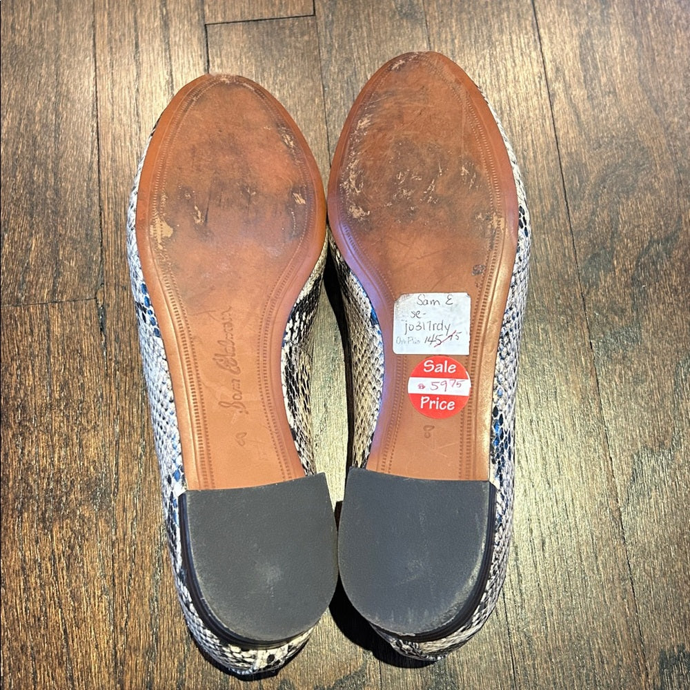 Sam Edelman Women’s Black and Gray Snake Pattern Loafers Size 8