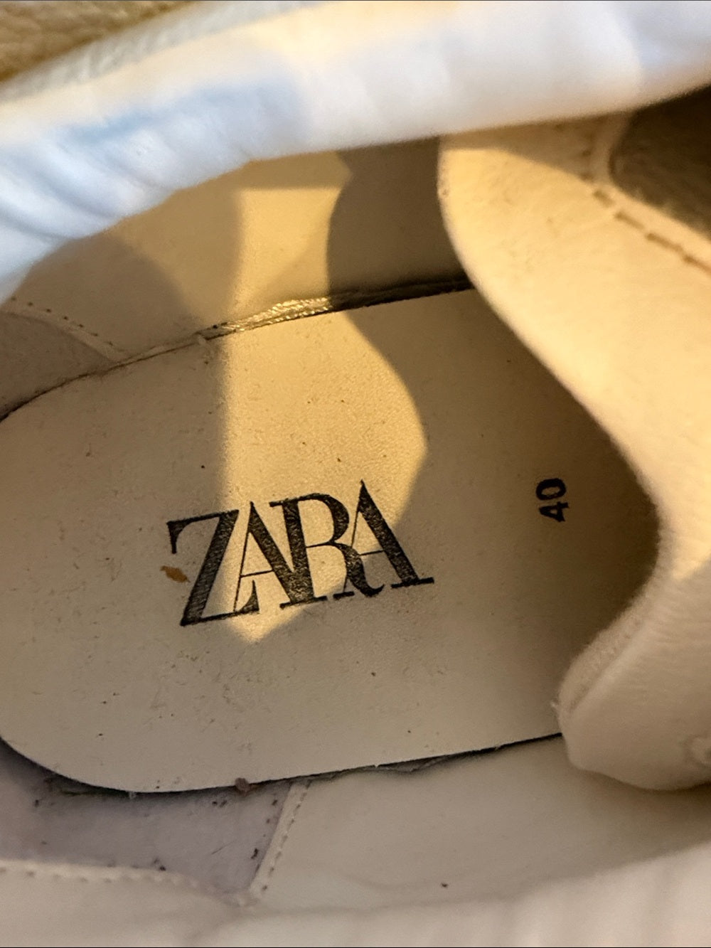 Zara Cream Leather Sneakers Size 40