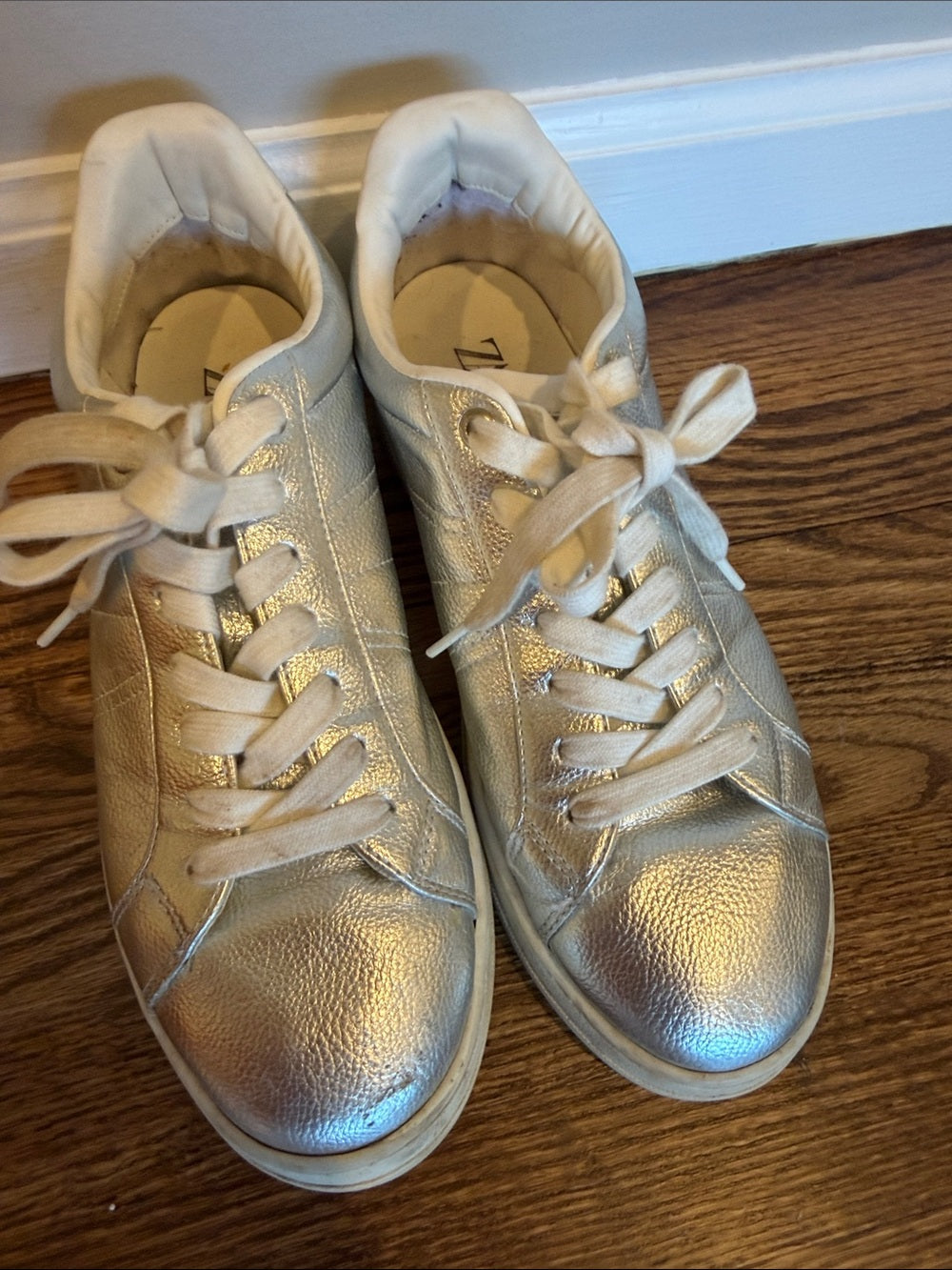 Zara Cream Leather Sneakers Size 40