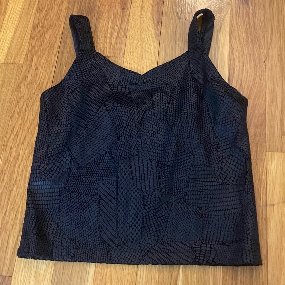 NWT Flowers By Zoe Girls Black Textured Tank Top Size XL