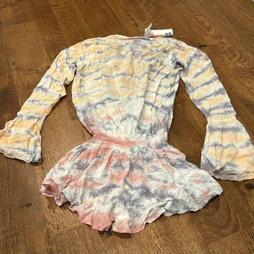 NWT Vintage Havana Girls Romper White Pink Purple and Yellow Size 10