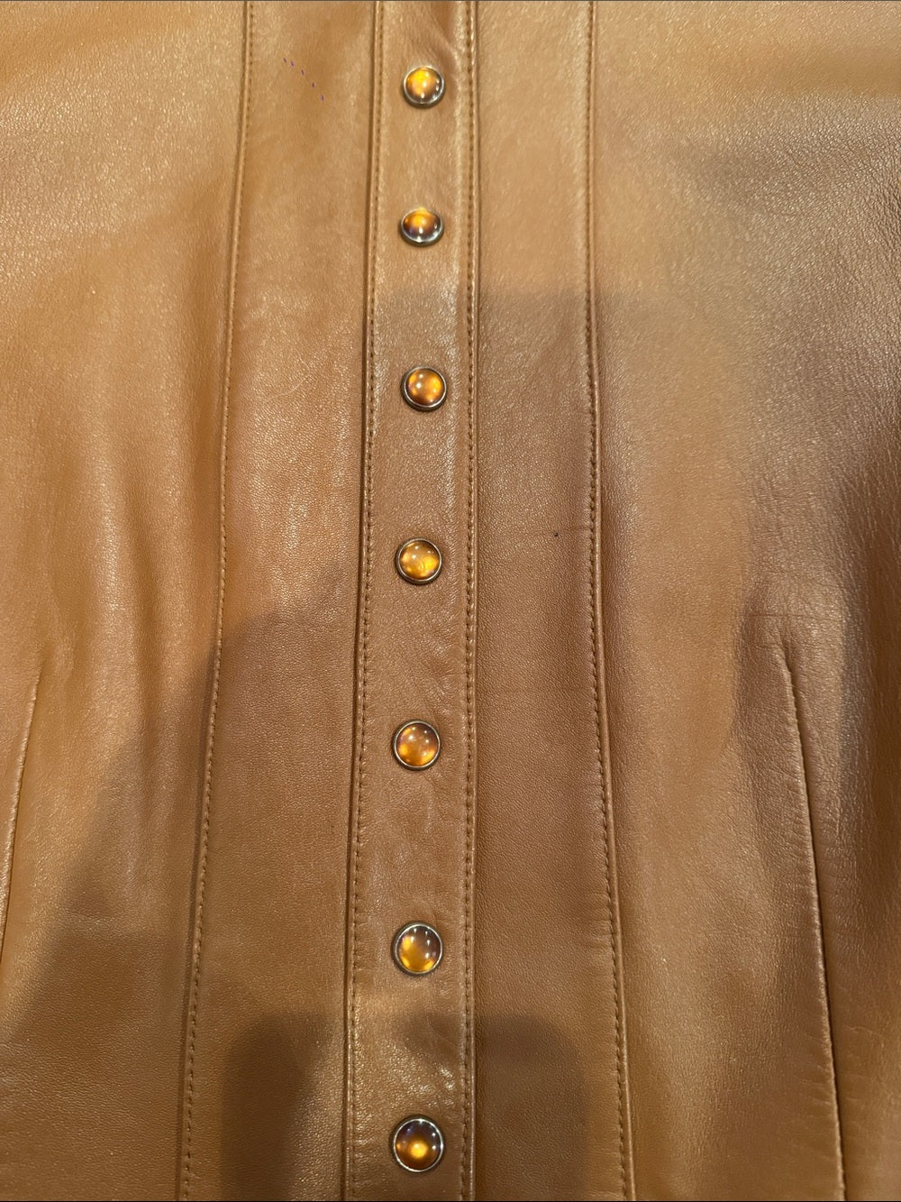 Vakko Sport Women's Brown Leather Button-Front Jacket Size Small