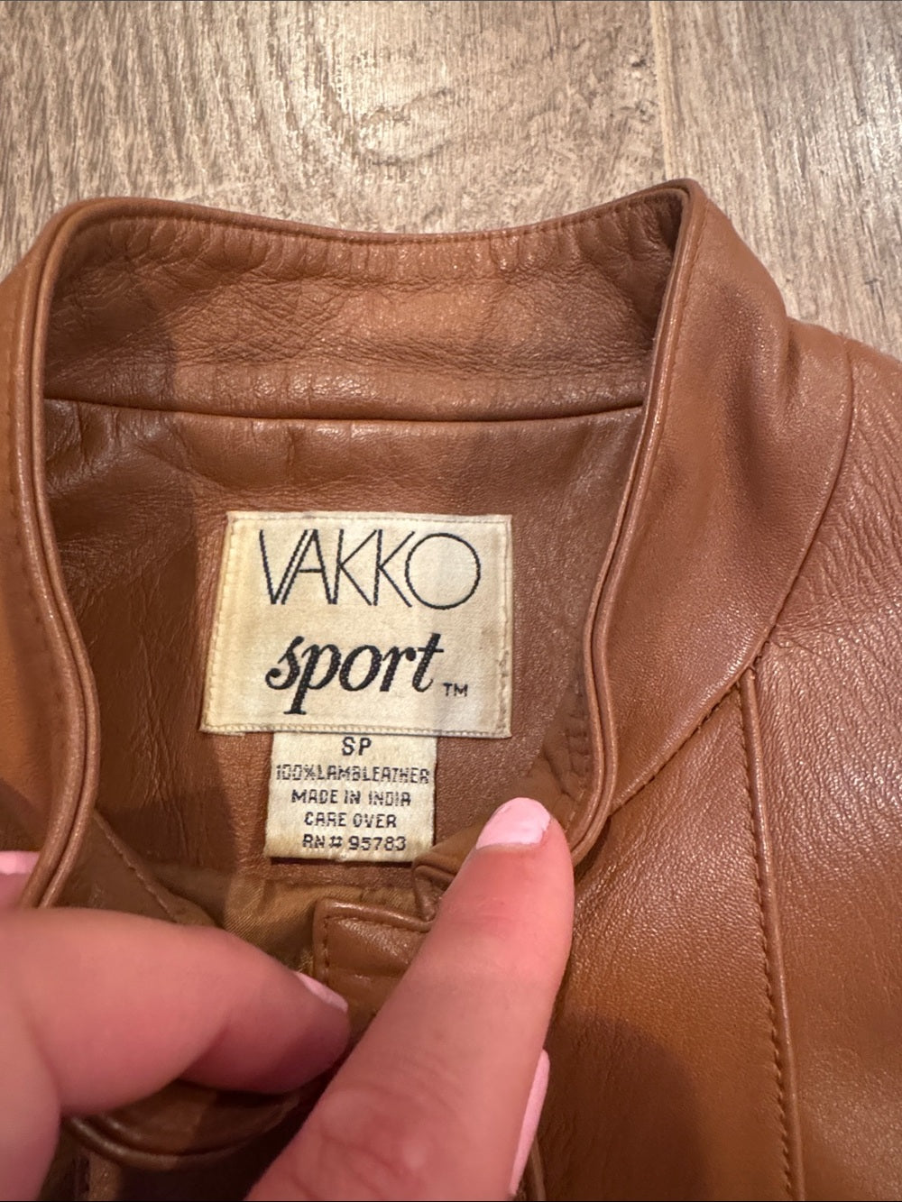 Vakko Sport Women's Brown Leather Button-Front Jacket Size Small