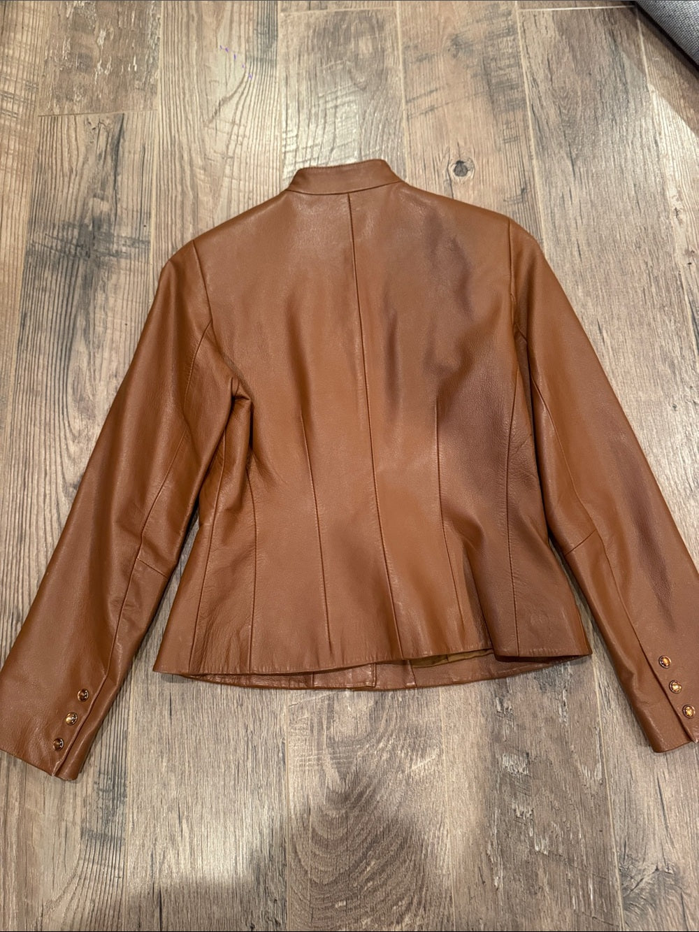Vakko Sport Women's Brown Leather Button-Front Jacket Size Small