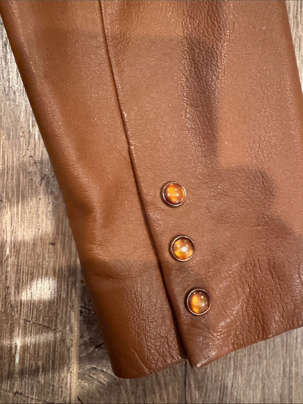 Vakko Sport Women's Brown Leather Button-Front Jacket Size Small