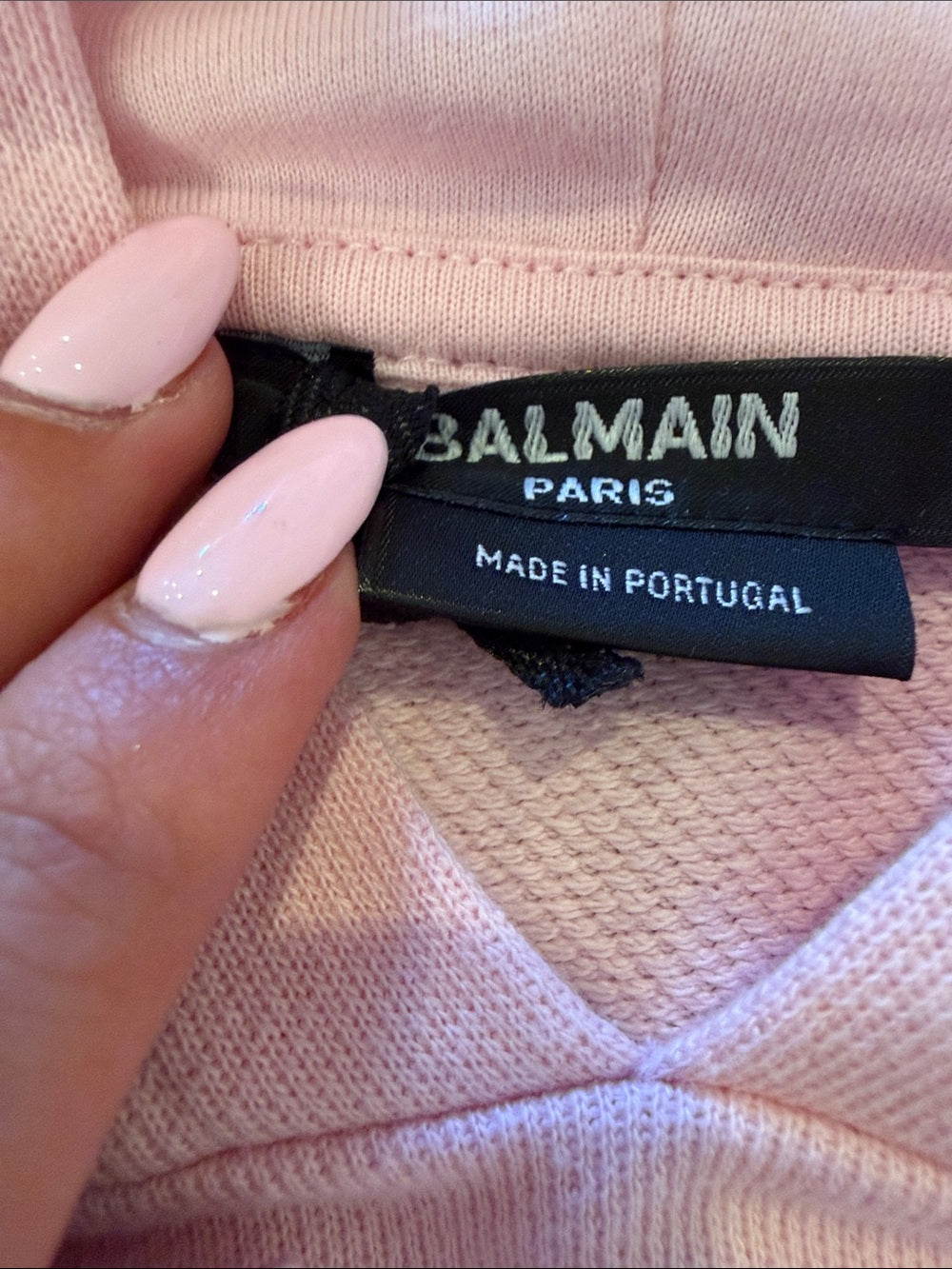 Balmain Light Pink Logo Hoodie Size 14