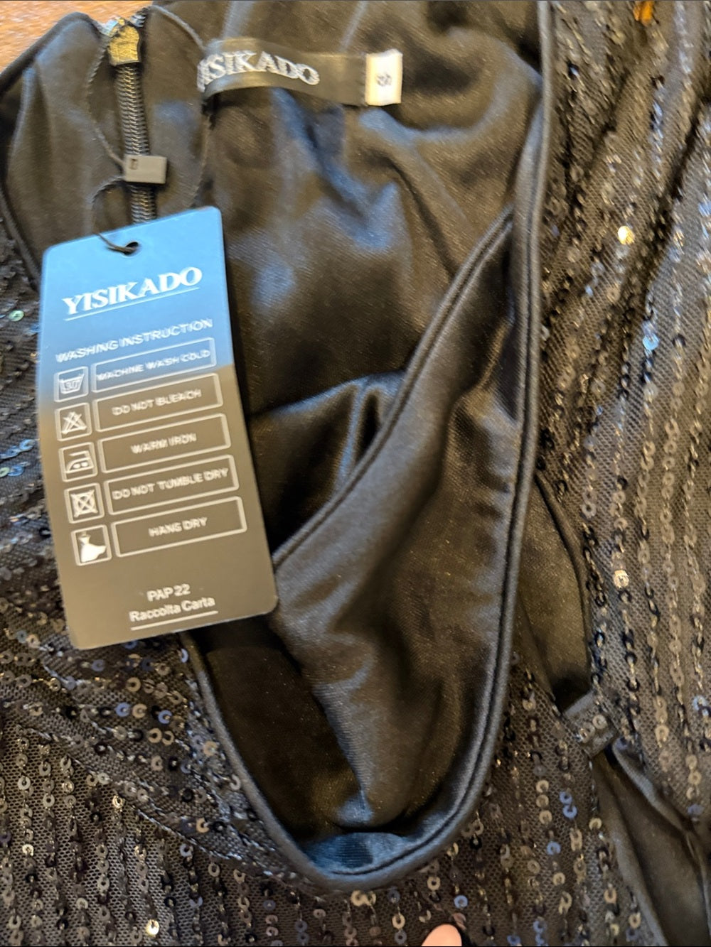 NWT Yiskado Black Sequin One-Shoulder Women’s Dress Size Small