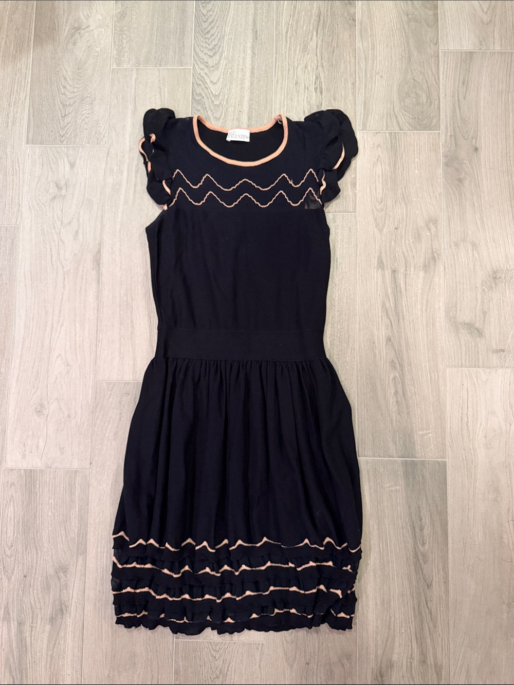 Red Valentino Women’s  Black Mini Dress with Pink Trim Size M