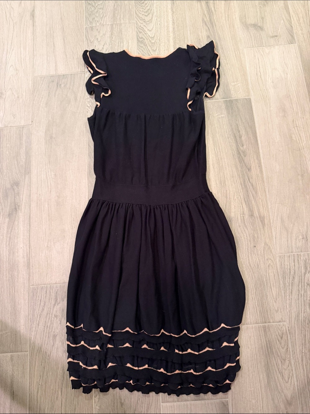 Red Valentino Women’s  Black Mini Dress with Pink Trim Size M