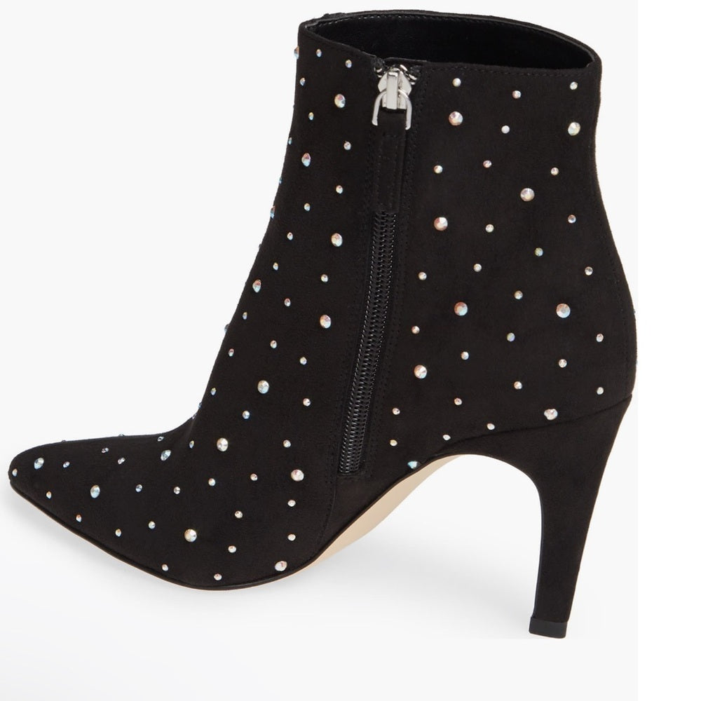 NWT Leith Women’s Black Faux Suede Booties With Rhinestones Size 7