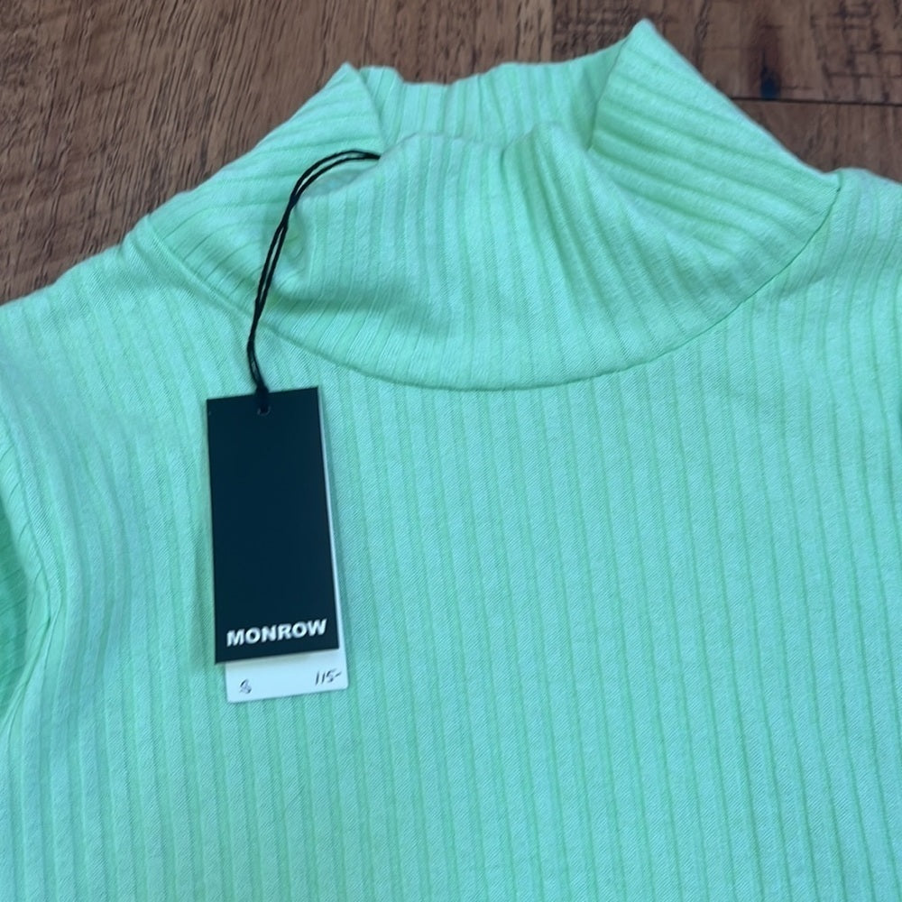 NWT Monrow Women’s Lime Green Turtleneck Sweater Size S
