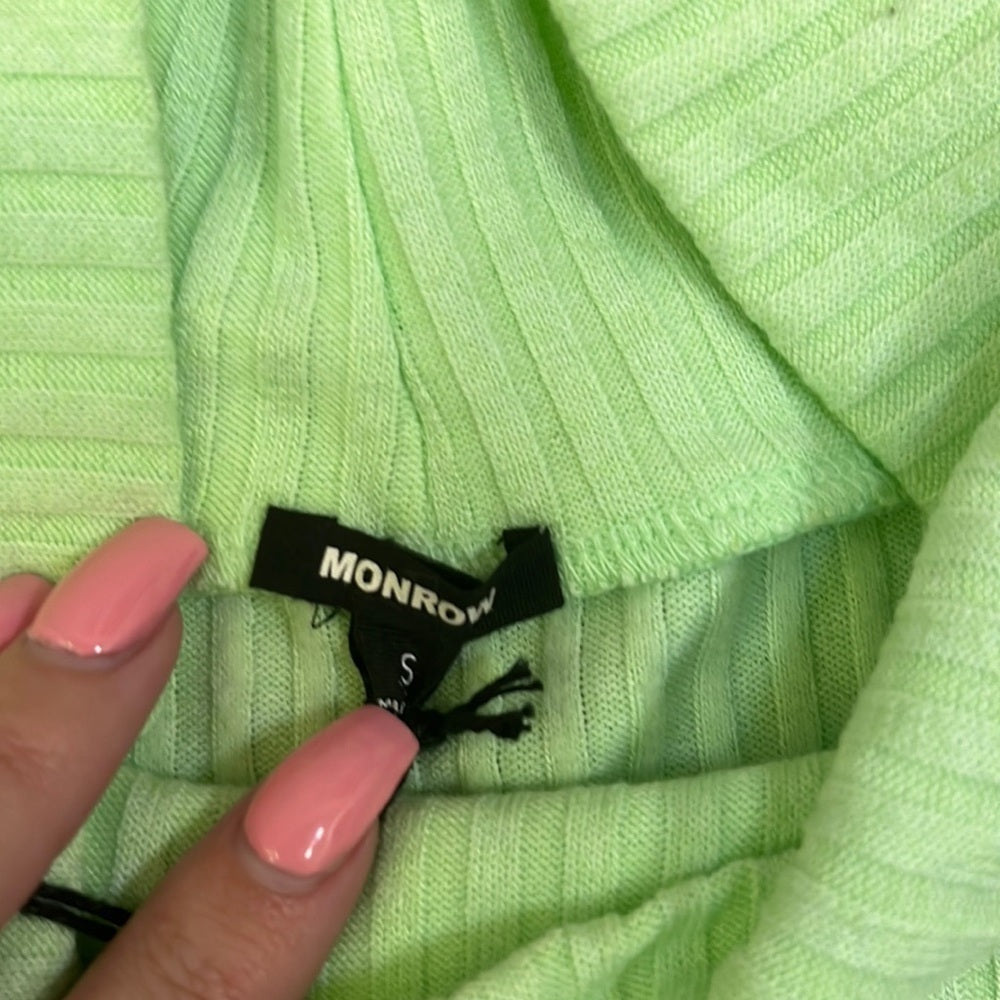 NWT Monrow Women’s Lime Green Turtleneck Sweater Size S