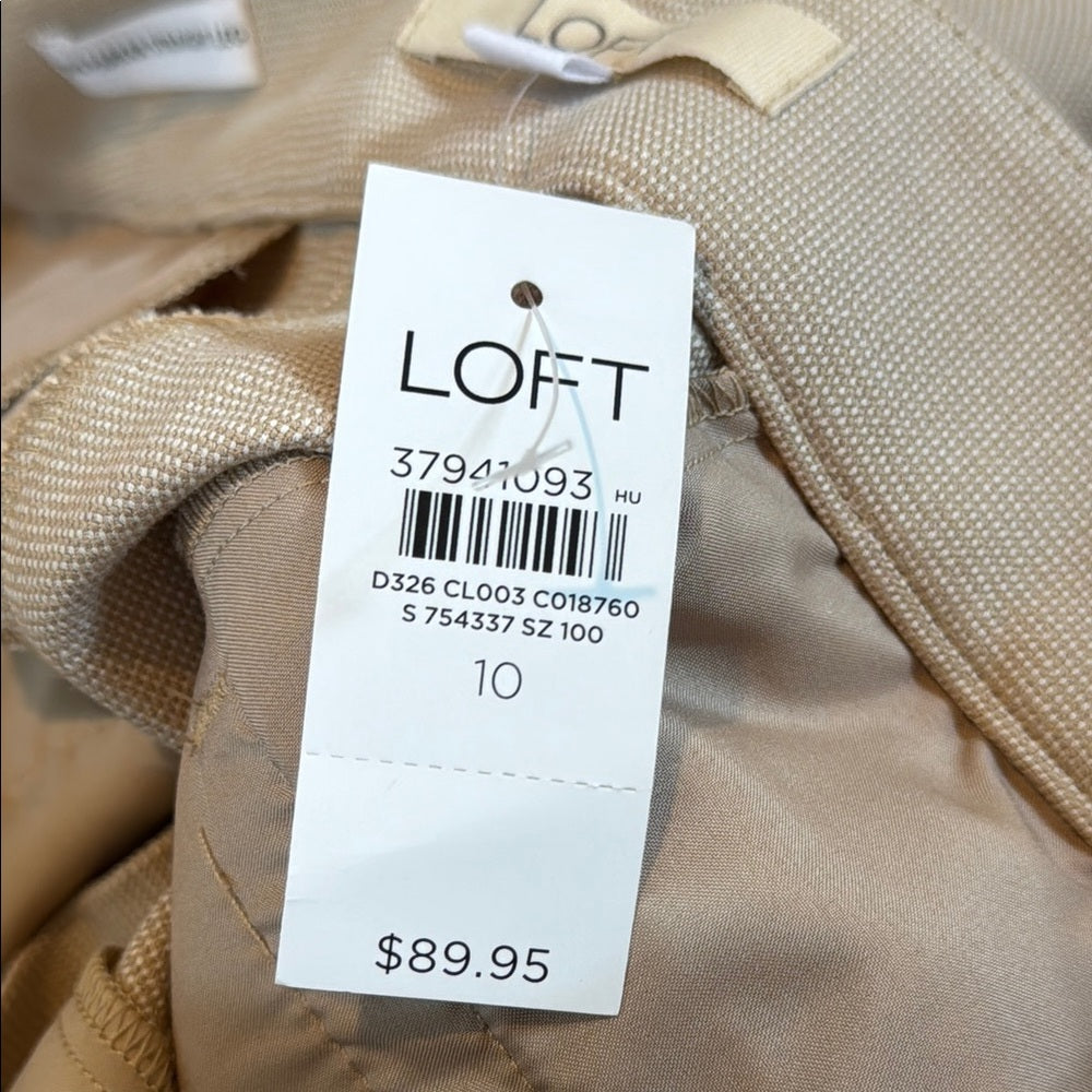 NWT Loft Women's Cream Pants Straight Leg Size 10