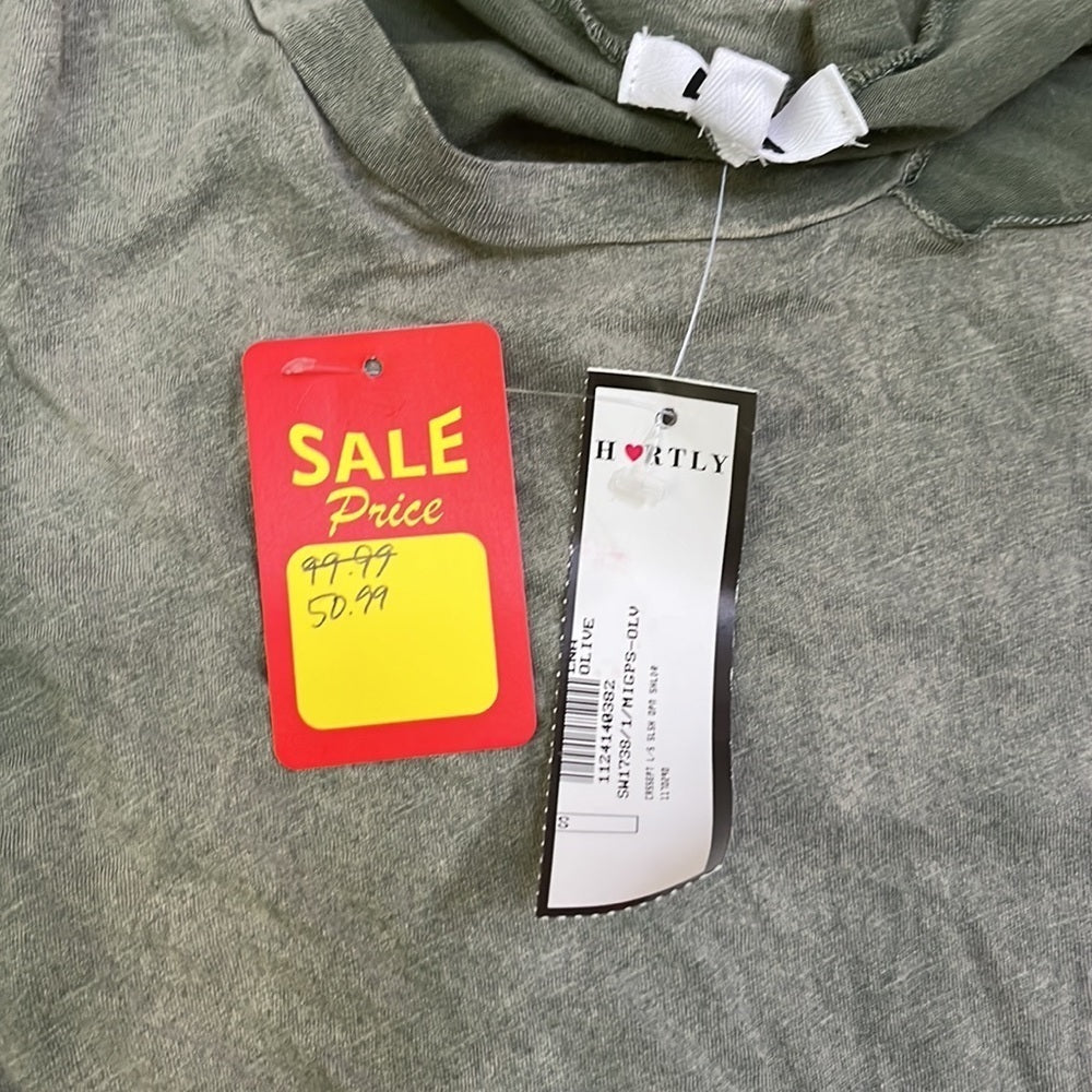 NWT LNA Women’s Olive Green Long Sleeve With Cut Out Shoulder Size S