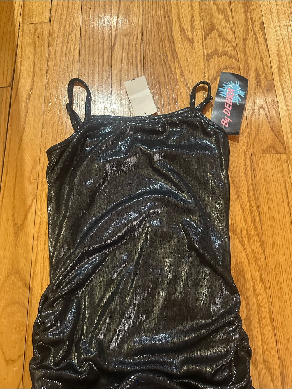 By Debra Kids Black Shimmery Ruched Slip Dress Size Medium