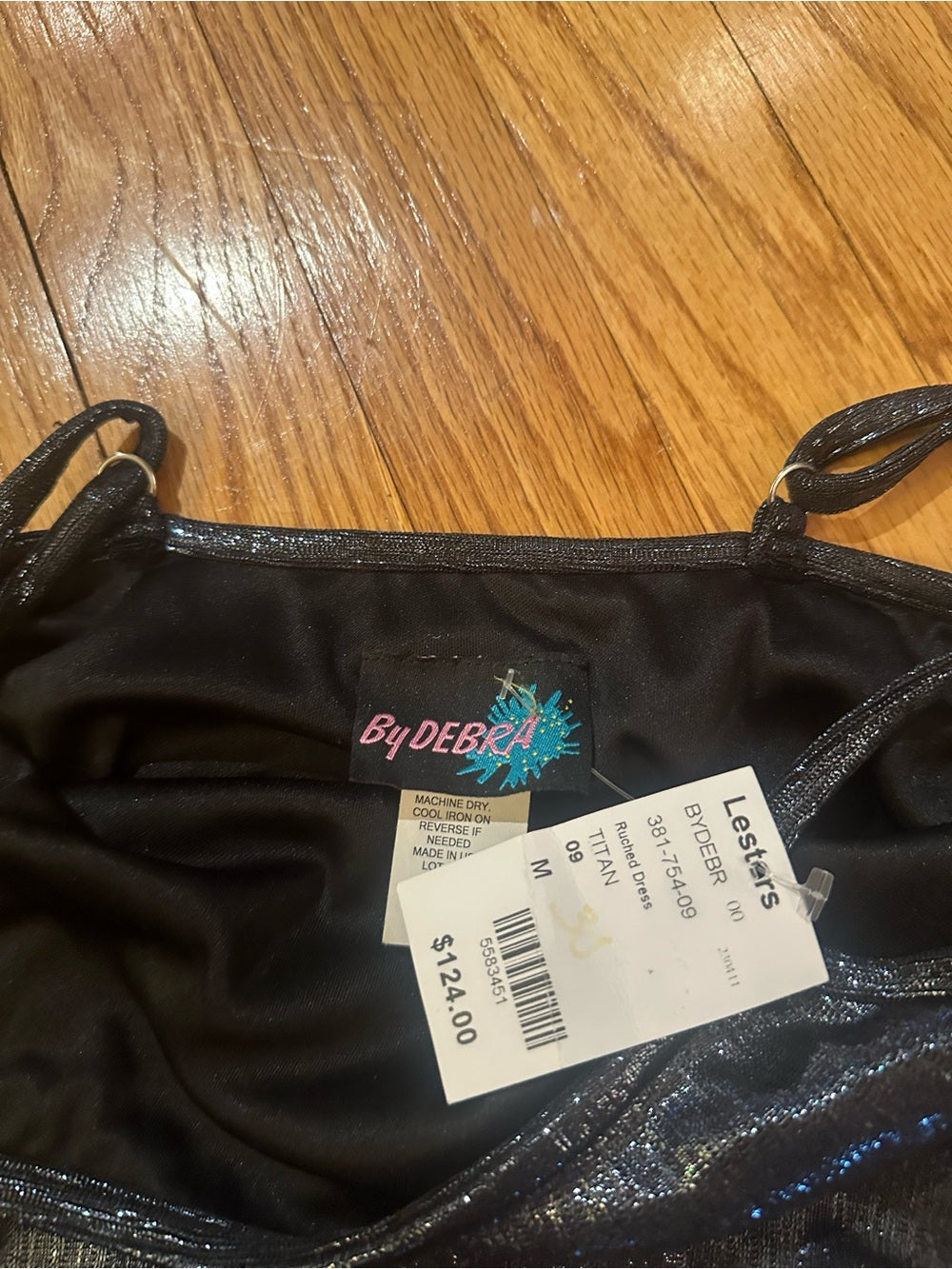 By Debra Kids Black Shimmery Ruched Slip Dress Size Medium